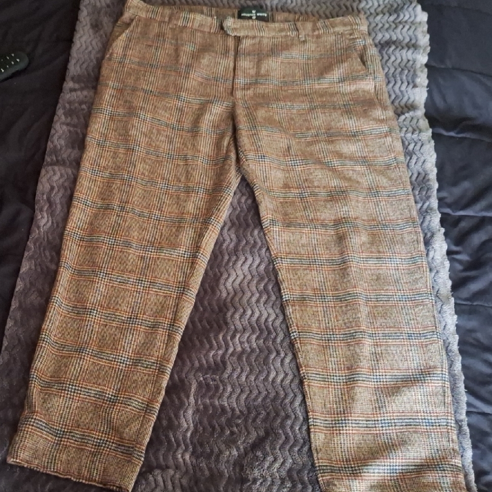 Men's Brown Plaid Casual Trousers